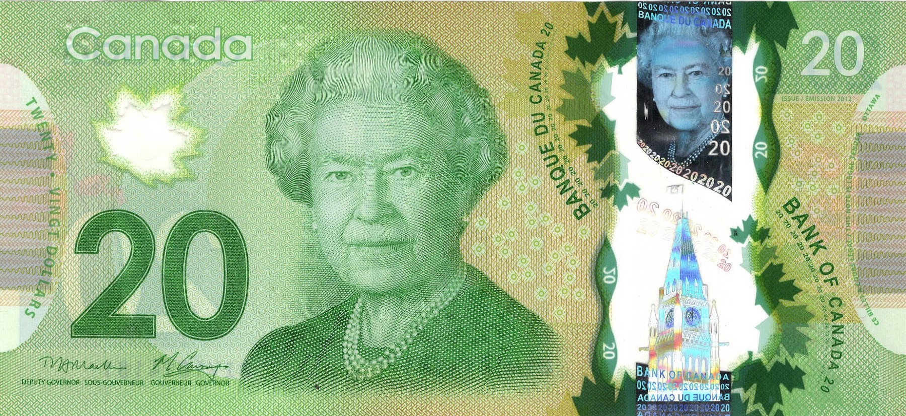 2012 - $20 - Queen Elizabeth II - Canadian National Vimy Memorial front