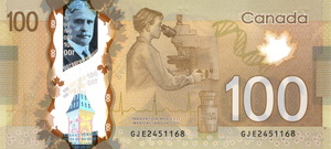 2011 - $100 - Sir Robert Borden - Medical Research back