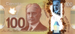 2011 - $100 - Sir Robert Borden - Medical Research front