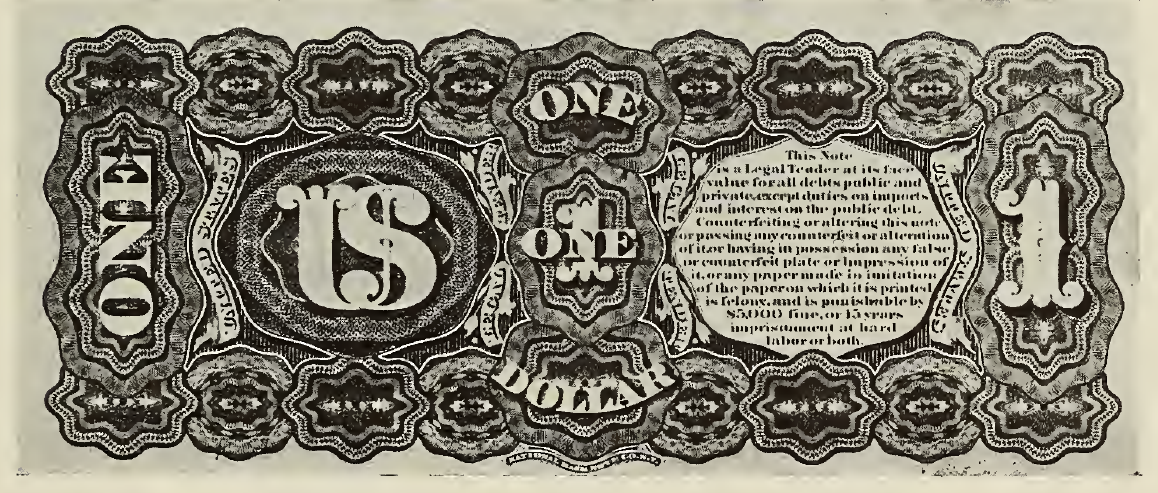 1869 - $1 - Washington - Columbus Sighting Land - Design 1 back