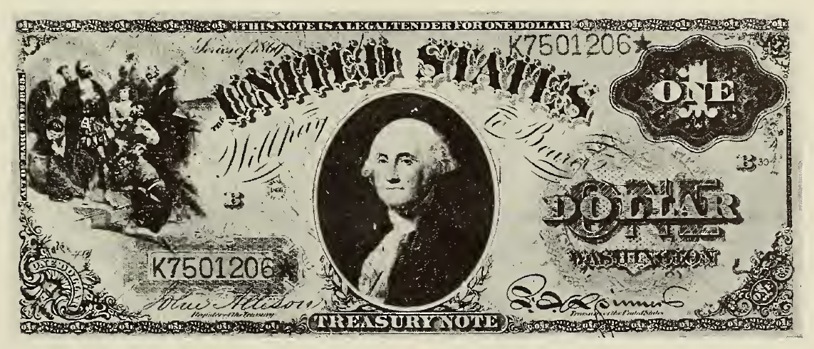 1869 - $1 - Washington - Columbus Sighting Land - Design 1 front