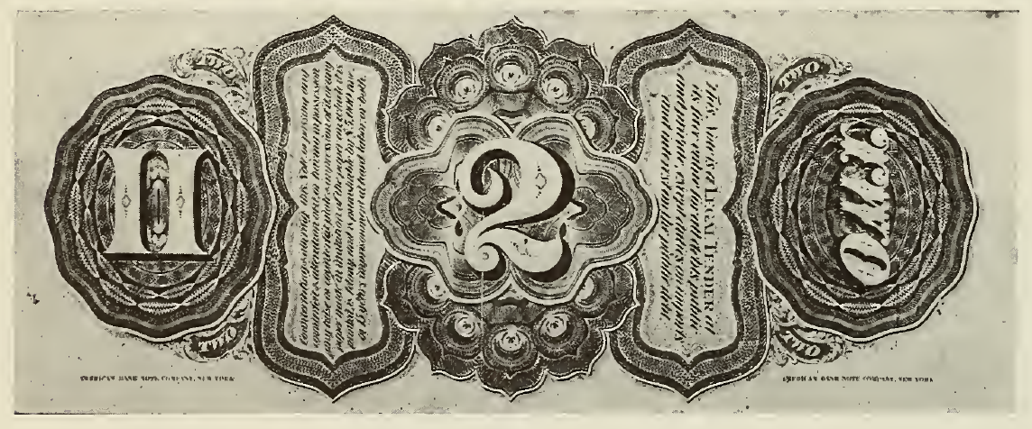 1869 - $2 - U.S. Capitol - Thomas Jefferson - Design 1 back