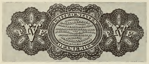 1862 - $5 - Capitol Columbia - Alexander Hamilton back