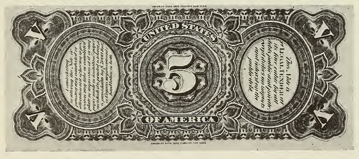 1869 - $5 - Pioneer Family - Andrew Jackson - Design 1 back