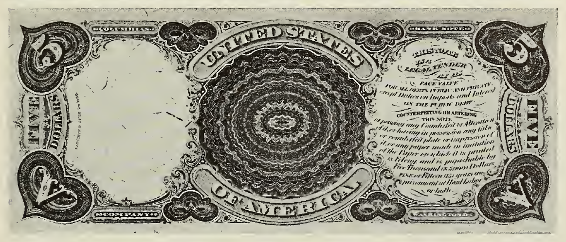 1880 - $5 - Pioneer Family - Andrew Jackson - Design 3 back