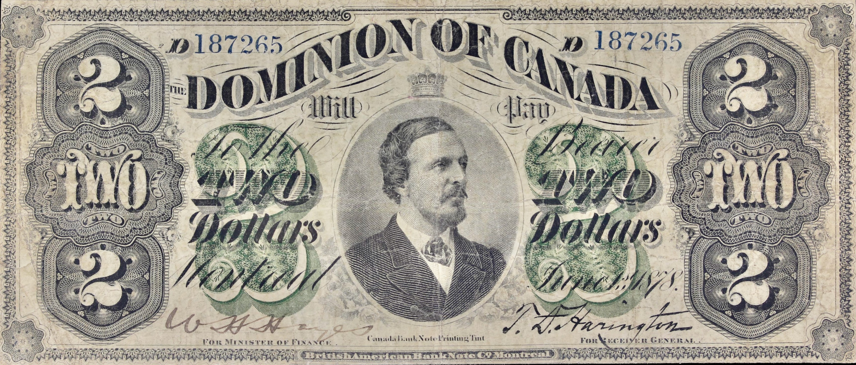 1878 - $2 - Earl Dufferin front