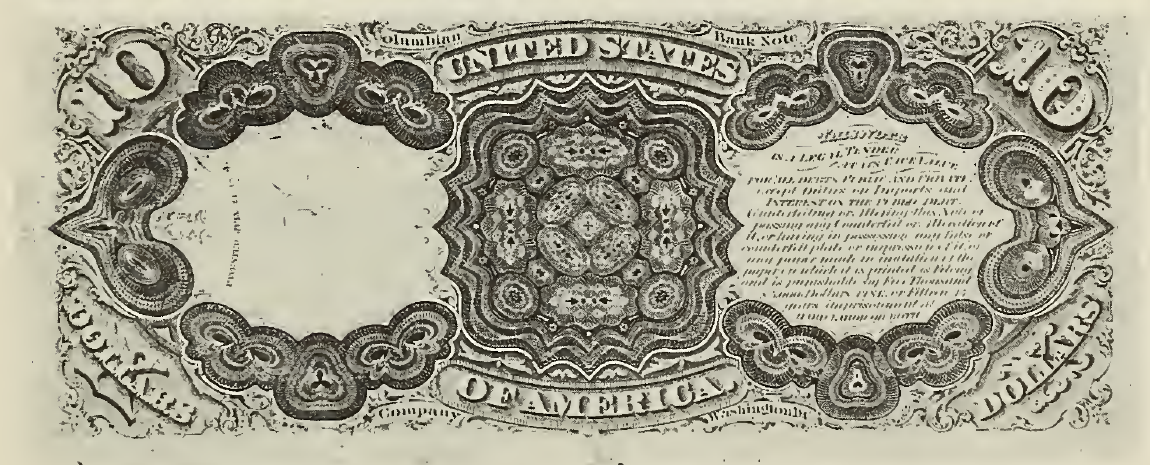 1880 - $10 - Daniel Webster - Indian Princess - Design 4 back