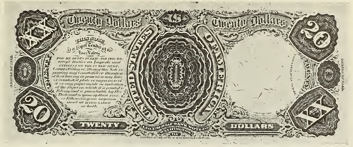 1880 - $20 - Alexander Hamilton - Victory Figure - Design 4 back