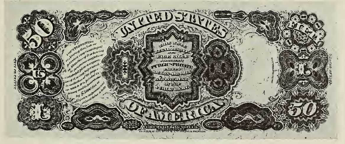 1880 - $50 - Benjamin Franklin - Liberty as Columbia - Design 2 back