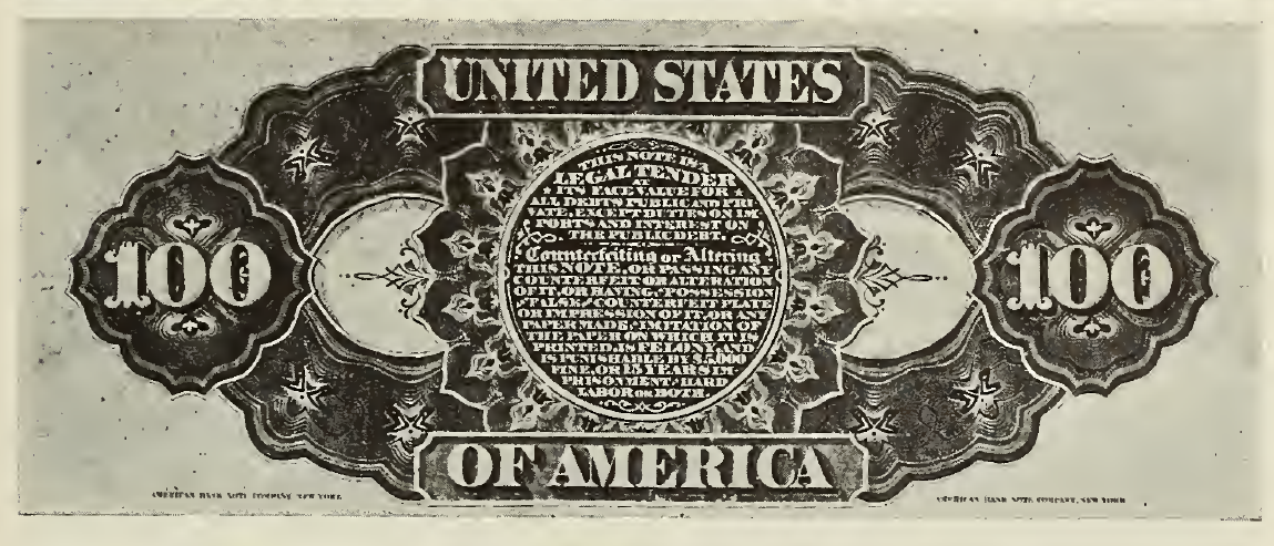 1869 - $100 - Lincoln - Architecture Figure - Design 1 back