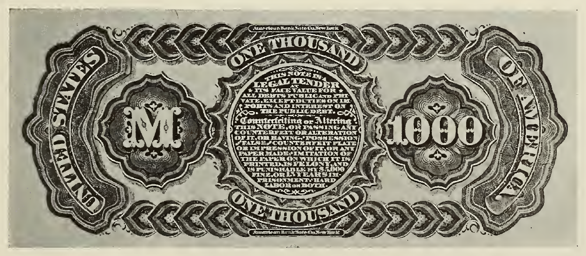 1869 - $1000 - DeWitt Clinton - Design 1 back