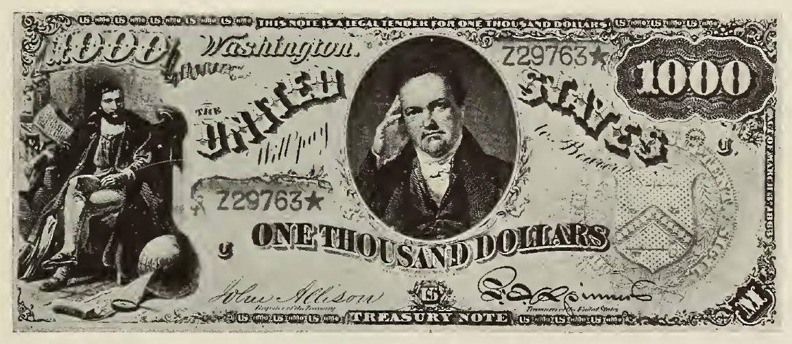 1869 - $1000 - DeWitt Clinton - Design 1 front