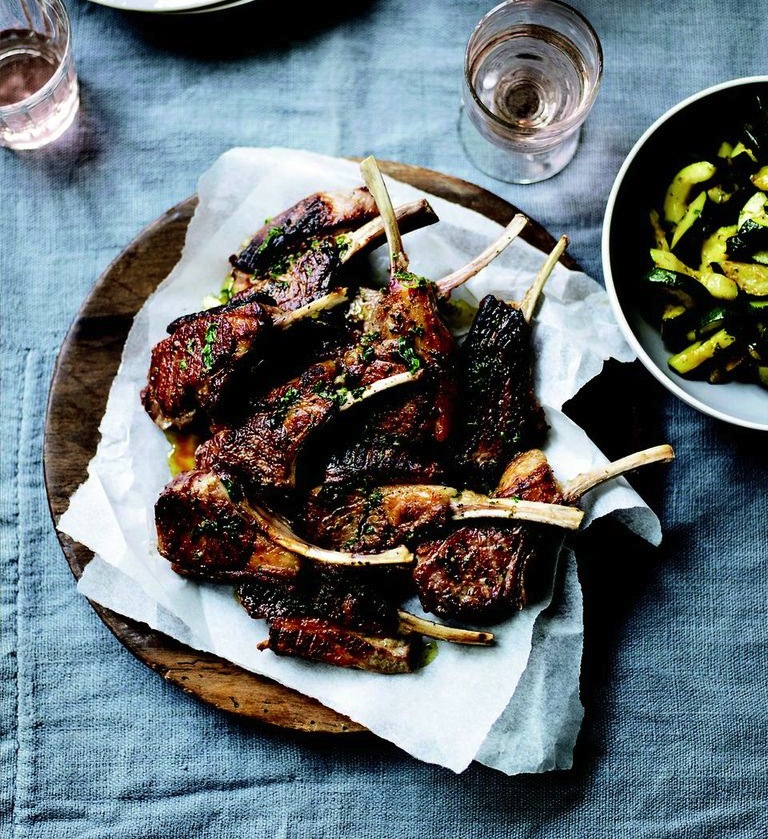 Grilled Lamb Chops with Marjoram Butter and Zucchini Recipe AOL