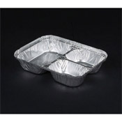 Durable Packaging 3-Compartment Oblong Aluminum Containers w/Foil Board Lids