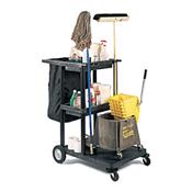 Luxor JCB30-B 3 Shelf Janitor Cart with Nylon Trash Bag