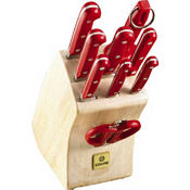 Mundial Red 10-Piece Knife Block Set