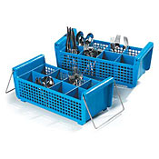 Carlisle Opticlean Perma-San Blue Flatware Basket with Handles
