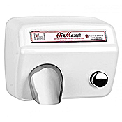 World Dryer White Steel Push Button Hand Dryer - Surface Mounting