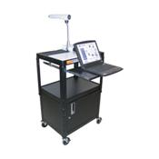 Luxor AVJ42KBC Adjustable Cart with Cabinet and Pullout Tray