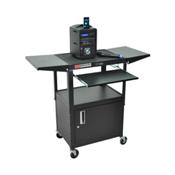 Luxor AVJ42KBCDL Adjustable Cart with Cabinet and Pullout Tray