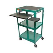 Luxor AVJ42KB Medium Adjustable Steel Cart with Pullout Tray