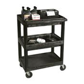 Luxor MTC30N-B Three Shelf Top and Middle Tub Utility Cart
