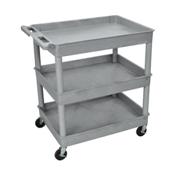 Luxor TC111-G 3 Shelf Plastic Tub Utility Cart