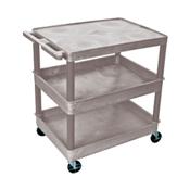 Luxor TC211-G 3 Shelf Plastic Tub Utility Cart