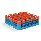 Carlisle 16-Compartment Blue Glass Rack with 1 Orange Extender