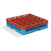 Carlisle 25-Compartment Blue Glass Rack with 3 Red Extenders