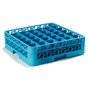 Carlisle 36-Compartment Blue Glass Rack with 1 Blue Extender