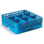 Carlisle 9-Compartment Blue Glass Rack with 1 Blue Extender
