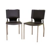 Wholesale Interiors ALC-1083-BR Dark Brown Leather Dining Chair with Chrome Frame Set