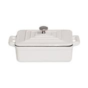 Paderno World Cuisine 5" White Rectangular Dutch Oven with Lid