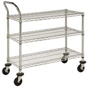 Focus 24" Wide 3-Shelf Medium Duty Wire Utility Cart