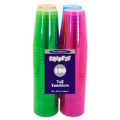 Party Essentials Assorted Neon 10 oz Tumblers, 100 ct.