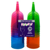 Party Essentials 2-Pc Assorted Neon Wine Glasses
