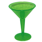 Party Essentials 2-Pc Neon Green Plastic Martini Glasses
