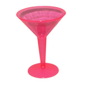 Party Essentials 2-Pc Neon Pink Plastic Martini Glasses