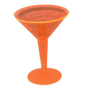 Party Essentials 2-Pc Neon Orange Plastic Martini Glasses