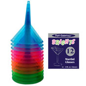 Party Essentials 2-Pc Assorted Neon Plastic Martini Glasses