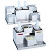 San Jamar (2) Black Pump Jars & (4) Inserts Condiment Center