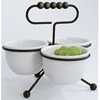 Culinaire Black 3 Bowl Condiment Stand with Bowls 