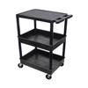 Luxor STC211-B 3 Shelf Plastic Tub Utility Cart