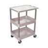 Luxor STC211-G 3 Shelf Plastic Tub Utility Cart