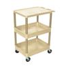 Luxor STC211-P 3 Shelf Plastic Tub Utility Cart
