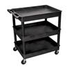 Luxor TC111-B 3 Shelf Plastic Tub Utility Cart