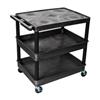 Luxor TC211-B 3 Shelf Plastic Tub Utility Cart