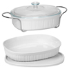 CorningWare French White 5-pc Set w/ Glass Cover/Serving Cradle