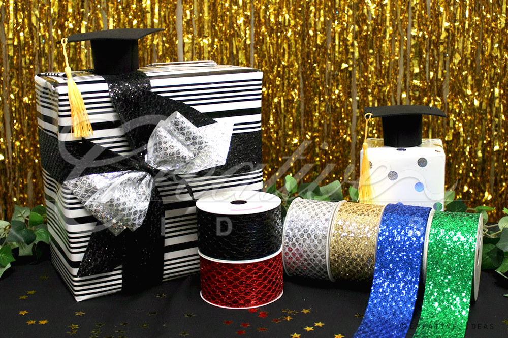 Glitter Oval Net Ribbons - 10 Yards